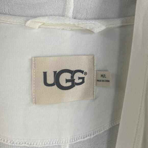 UGG Womens Cardigan Sweater Sz Medium / Large Cream Soft Stretch Lagenlook - Picture 5 of 13